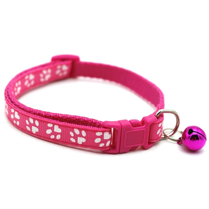 NONED Heart Charm Bell Cat Collar Elastic Adjustable Velvet