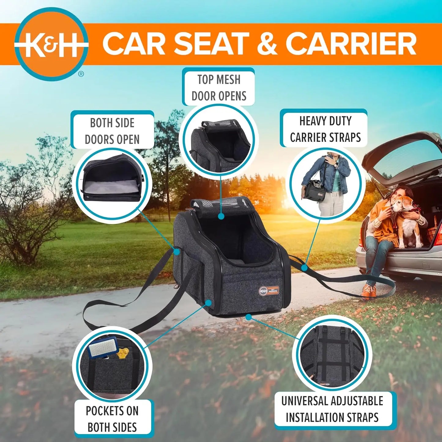 XMSJ Center Console Dog Car Seat With Secure Booster