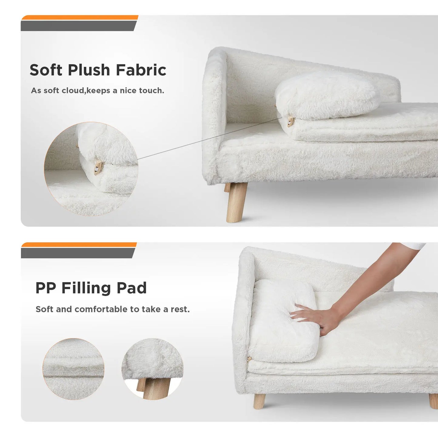 NONECN Elevated Pet Bed With Solid Wood Legs Sofa