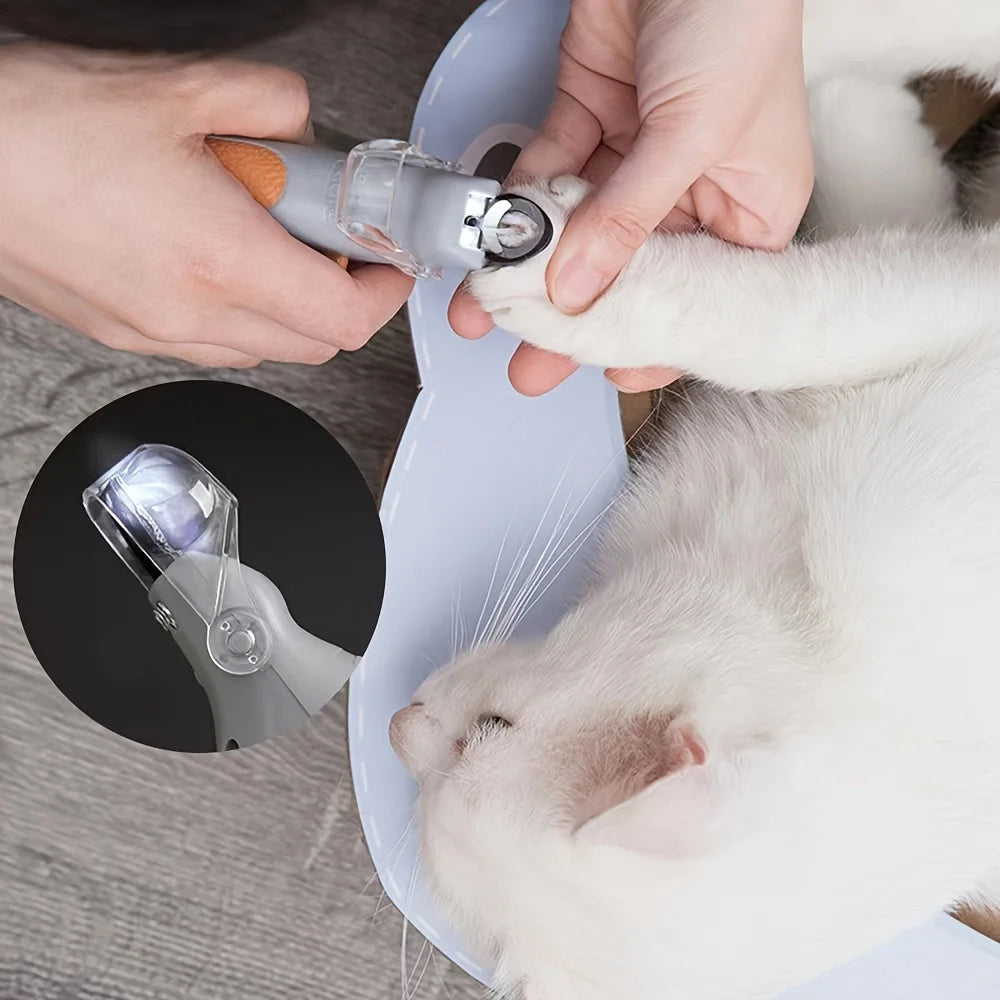 Pet Nail Clipper With LED Light And Stainless Steel Blades