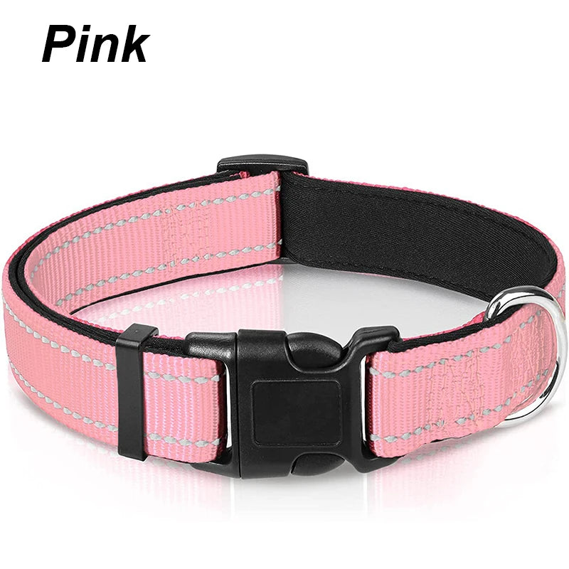 NONECN Reflective Neoprene Padded Dog Collar Adjustable Nylon