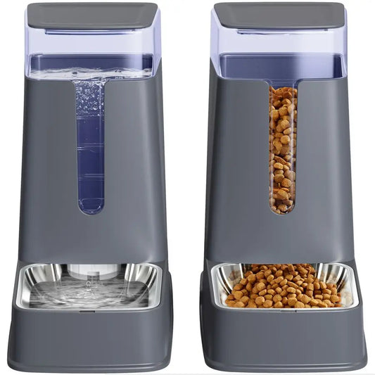 XMSJ Two Pack Automatic Cat Feeder And Water Dispenser