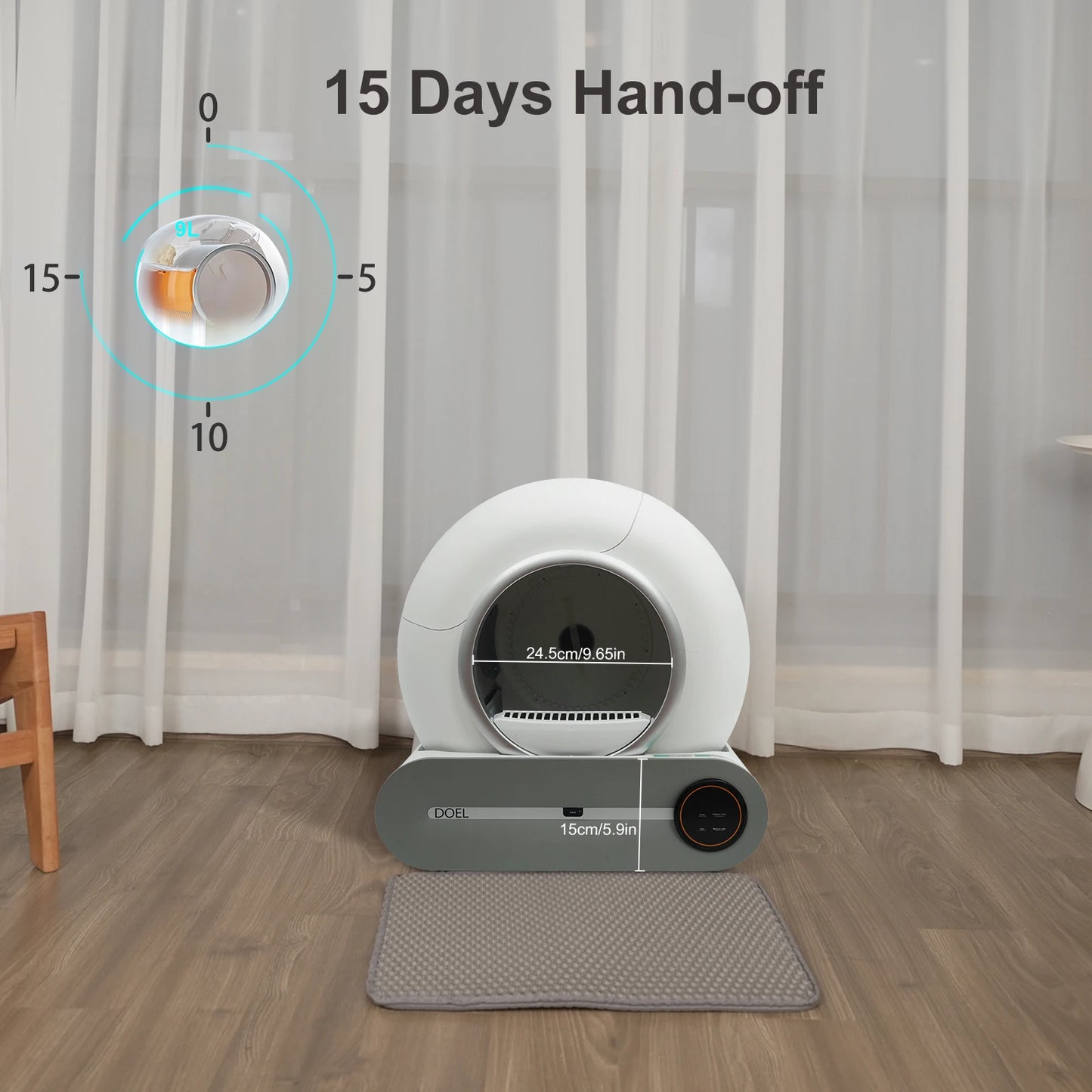 DOEL Self Cleaning Cat Litter Box Smart WiFi App Control
