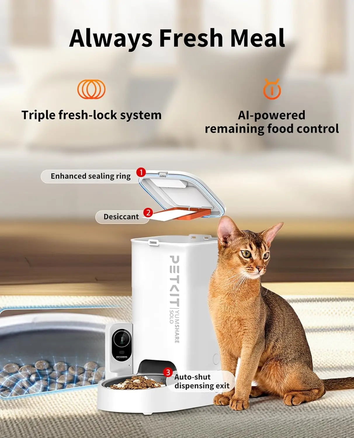 Automatic Pet Feeder With Camera, 1080P HD Video Night Vision