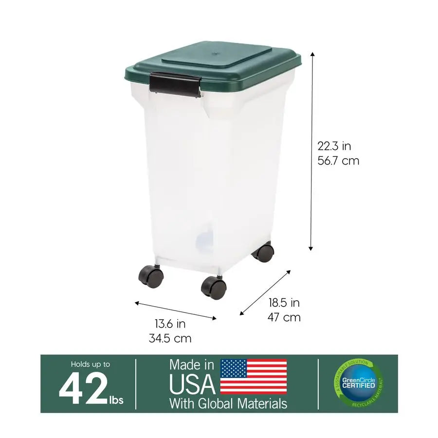 Airtight Pet Food Storage Container With Wheels For Dry Kibble