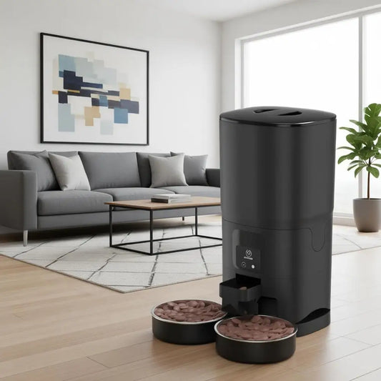 XMSJ Automatic Cat Feeder Dispenser With Dual Stainless Bowls