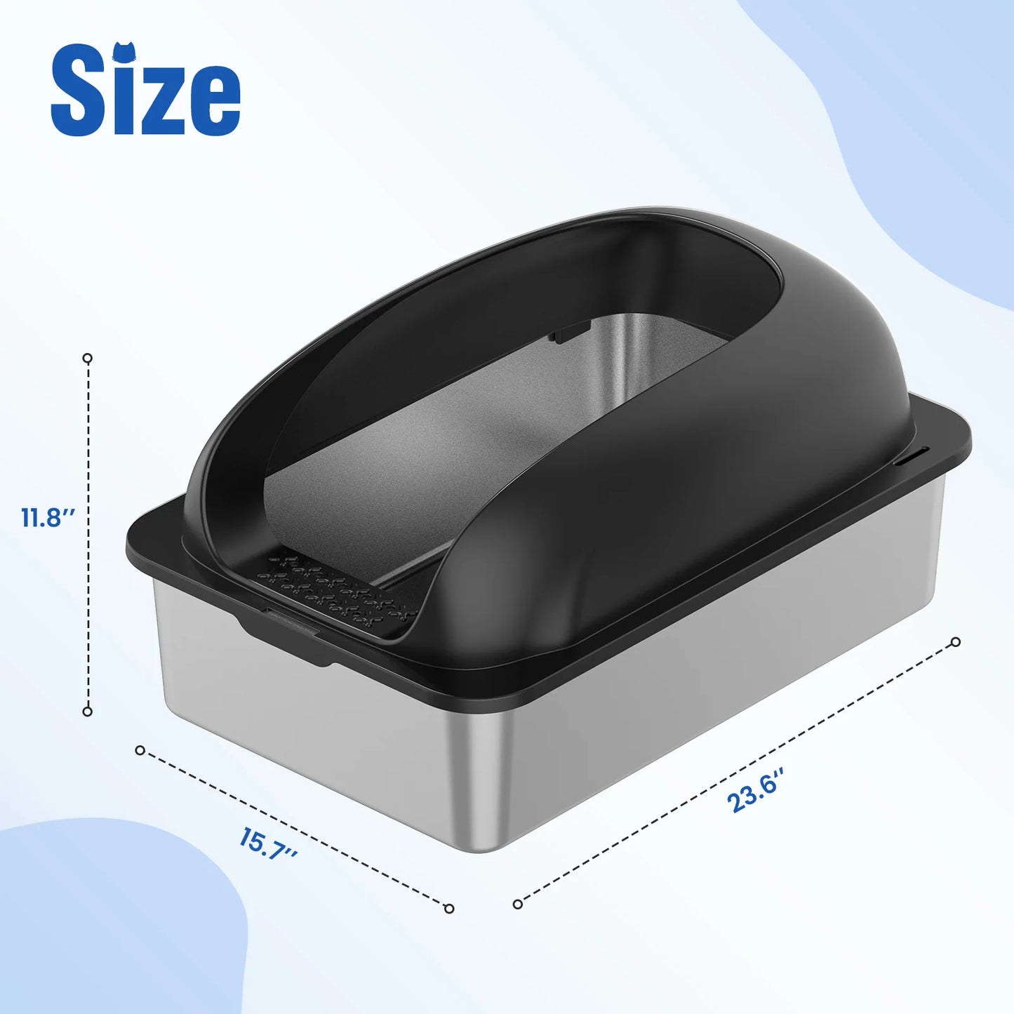 JHK Stainless Steel Cat Litter Box With Lid And Mat