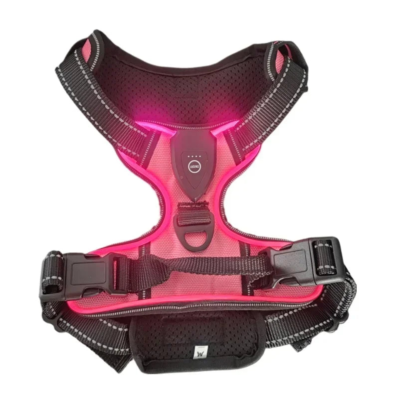 LED Luminous Dog Harness No Pull Adjustable Vest Harness Rechargeable