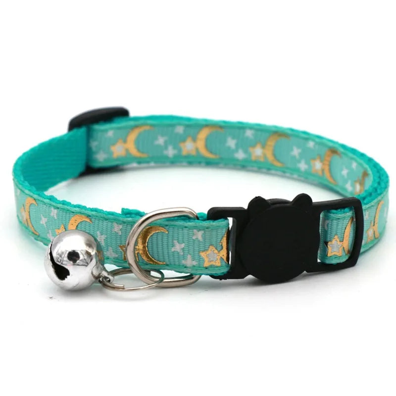 NONED Heart Charm Bell Cat Collar Elastic Adjustable Velvet