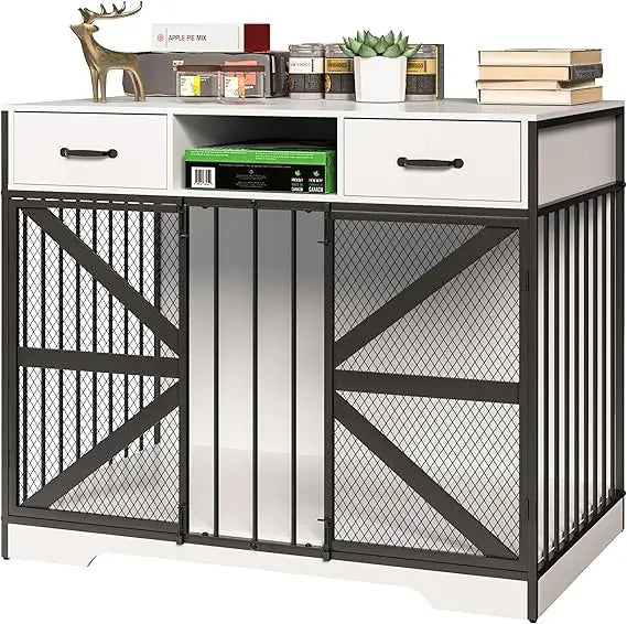 Heavy Duty Metal Dog Crate Furniture With TV Stand