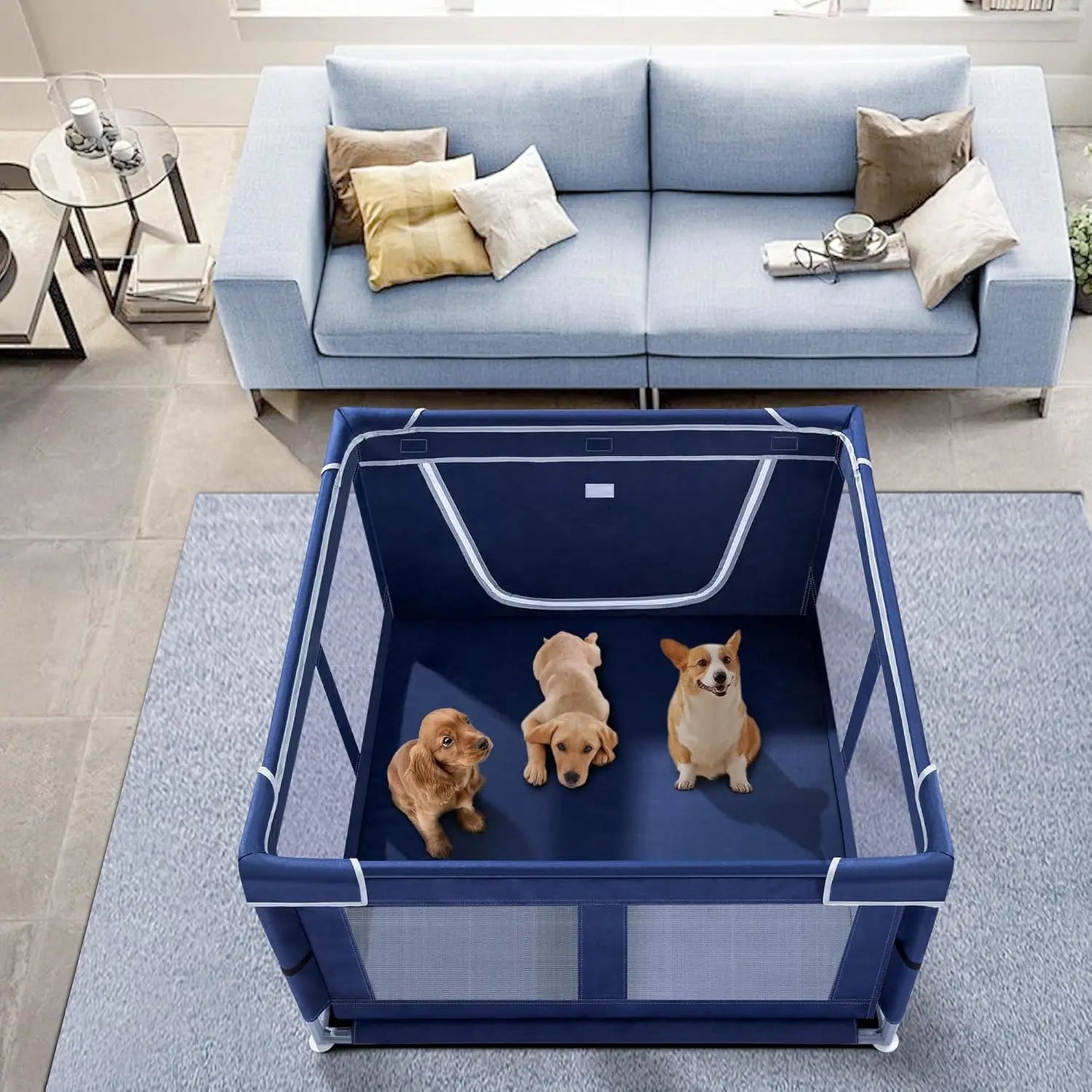 Indoor Dog Playpen With Gate For Puppies And Small Pets