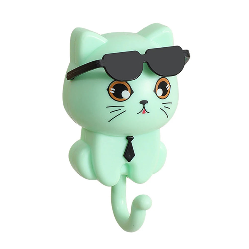 Alloet Cartoon Cat Hook Adhesive Key Holder Wall Coat Hooks