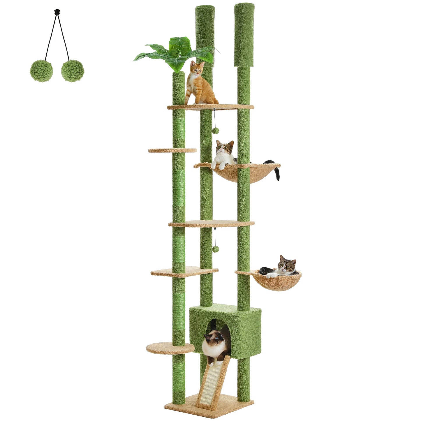 PAWZ Road Adjustable Wooden Cat Tree With Hammock And Scratching Posts