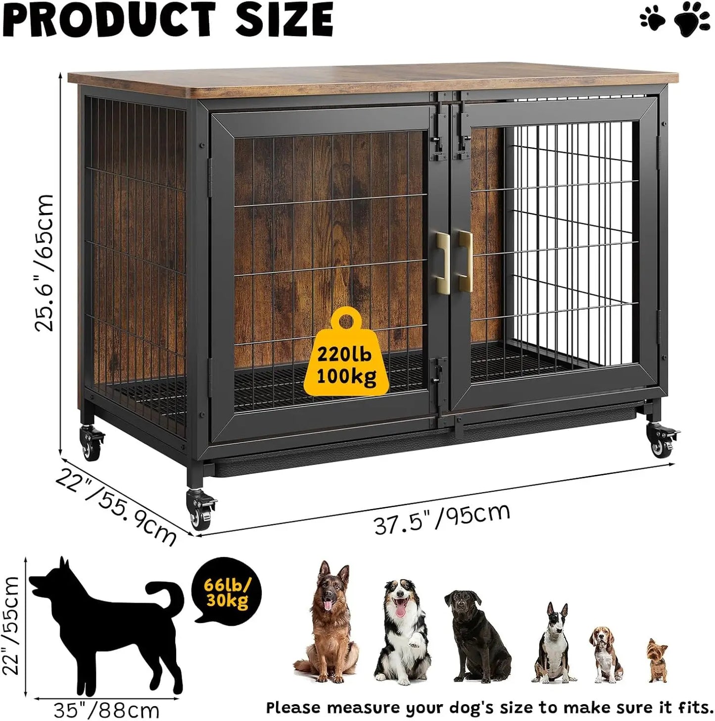 HiMISS Heavy Duty Dog Kennel Furniture With Wheels