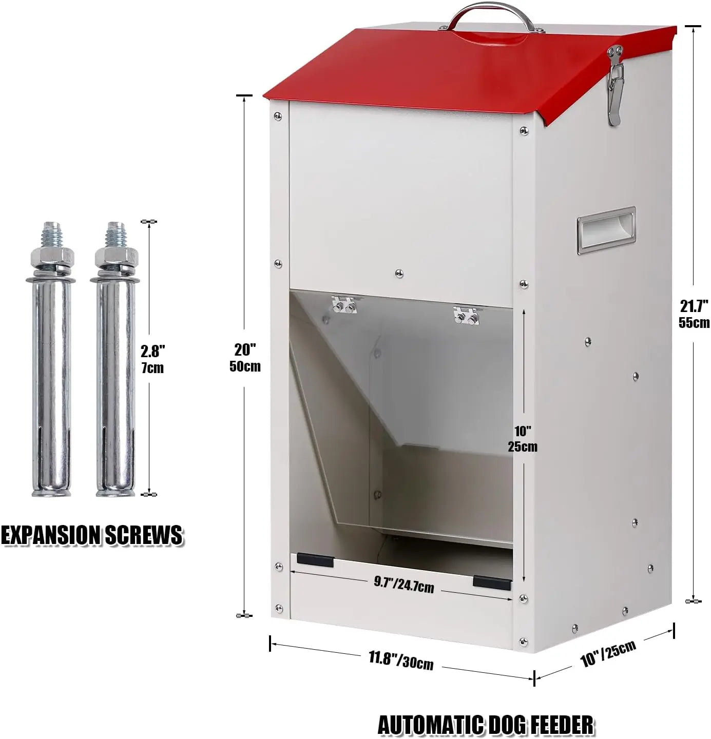 Automatic Dog Feeder for Large Breeds with Galvanized Steel Dispenser