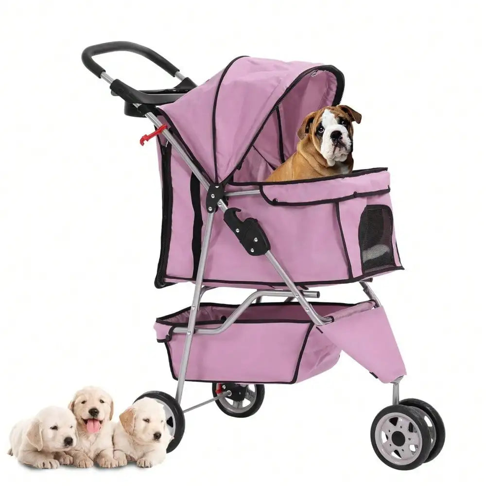 Three Wheel Pet Stroller For Cats And Dogs Folding Carrier