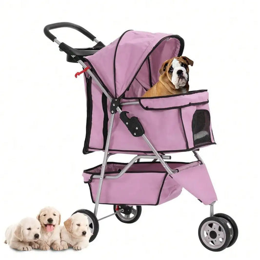 Three Wheel Pet Stroller For Cats And Dogs Folding Carrier