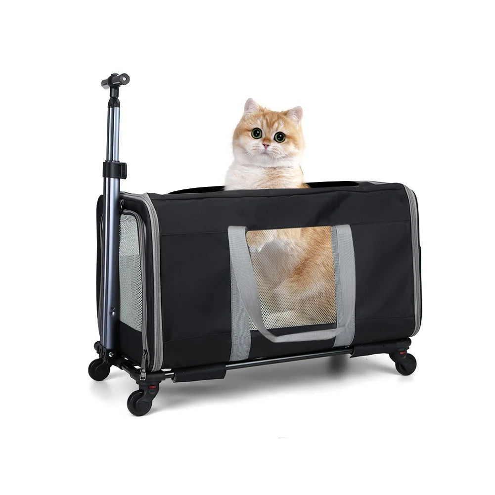 Cat Trolley Carrier For Two Cats With Wheels And Safety Straps