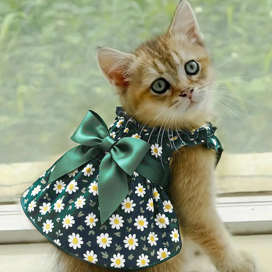 NONECN Pet Dress Sleeveless Flower Princess For Cats And Dogs