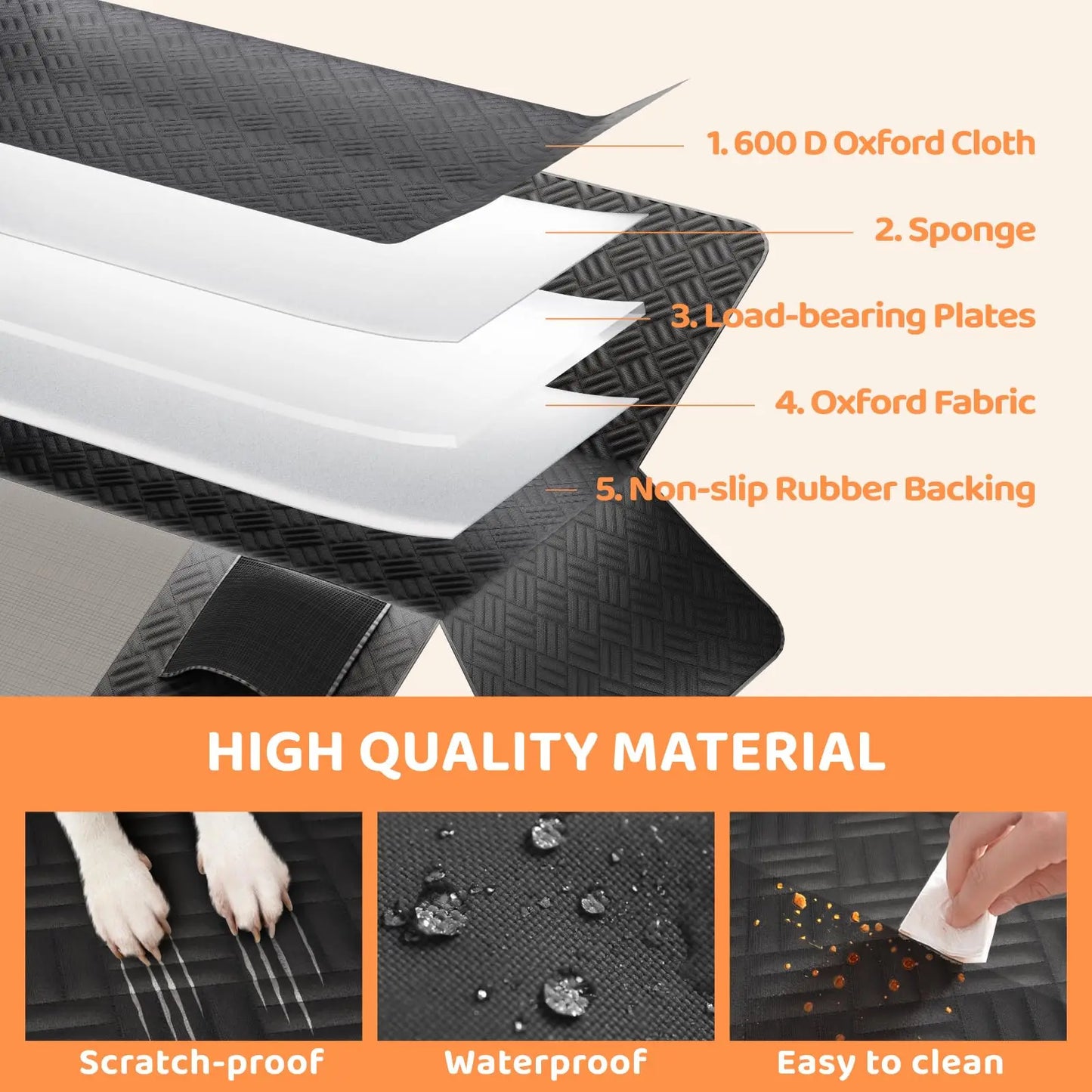 NONECN Car Rear Seat Dog Cover Hammock Extender Load Bearing