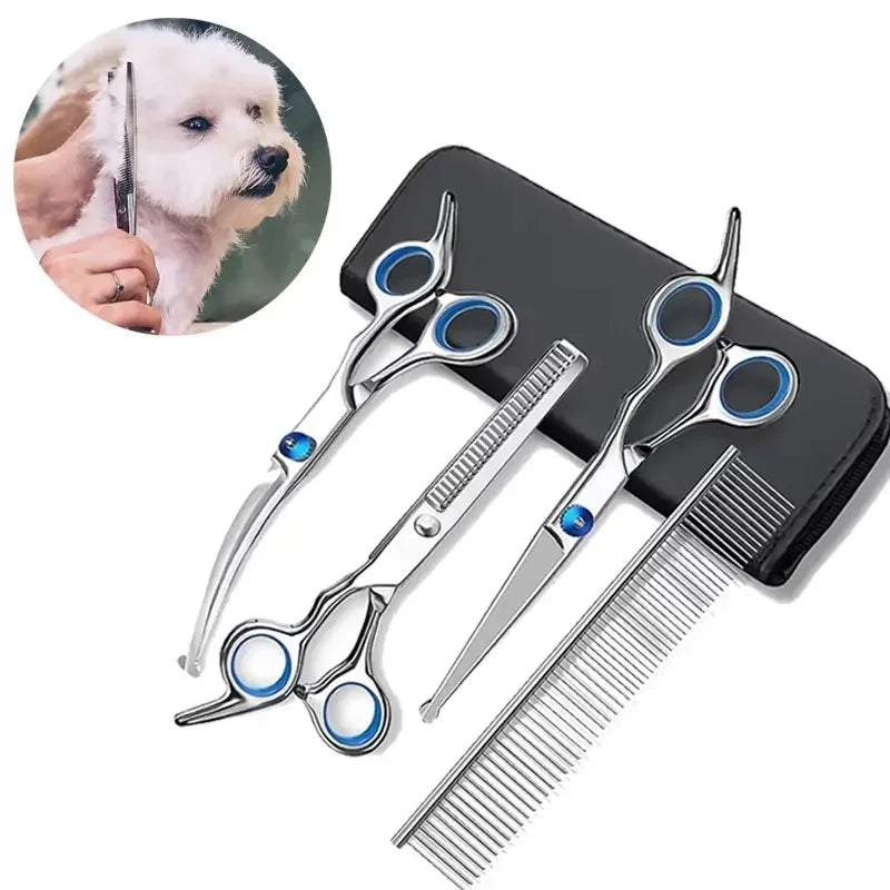 Ambidextrous Pet Safe Dog Grooming Scissors Stainless Steel Round Head
