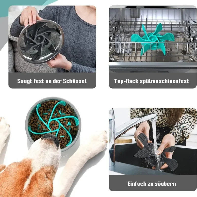 Pet Feeder Plugin With Powerful Suction Cup Slow Feeder