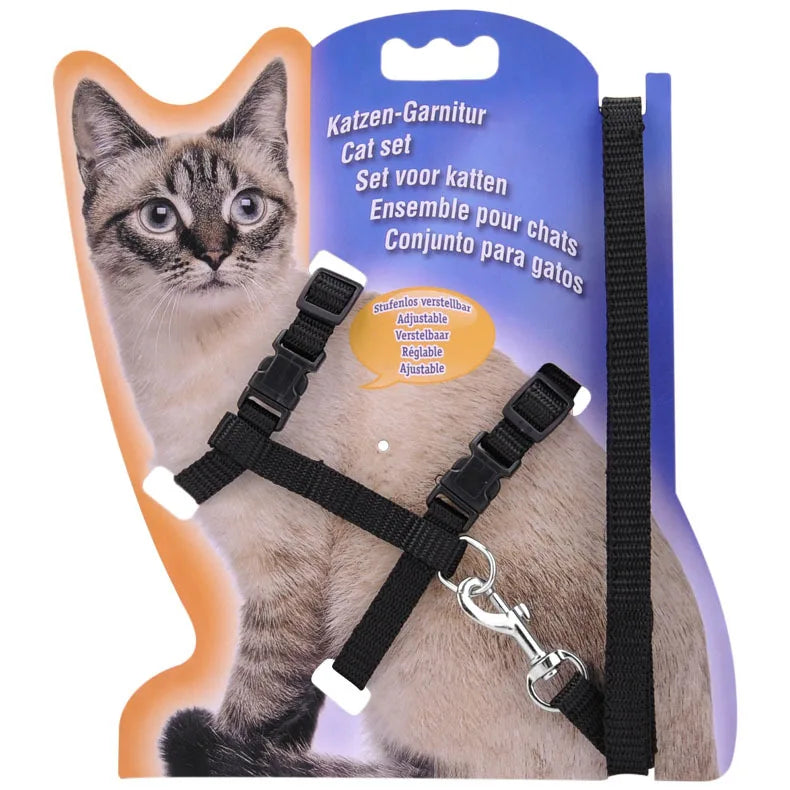 Adjustable Cat Collar Harness Leash Set Nylon Kitten Friendly