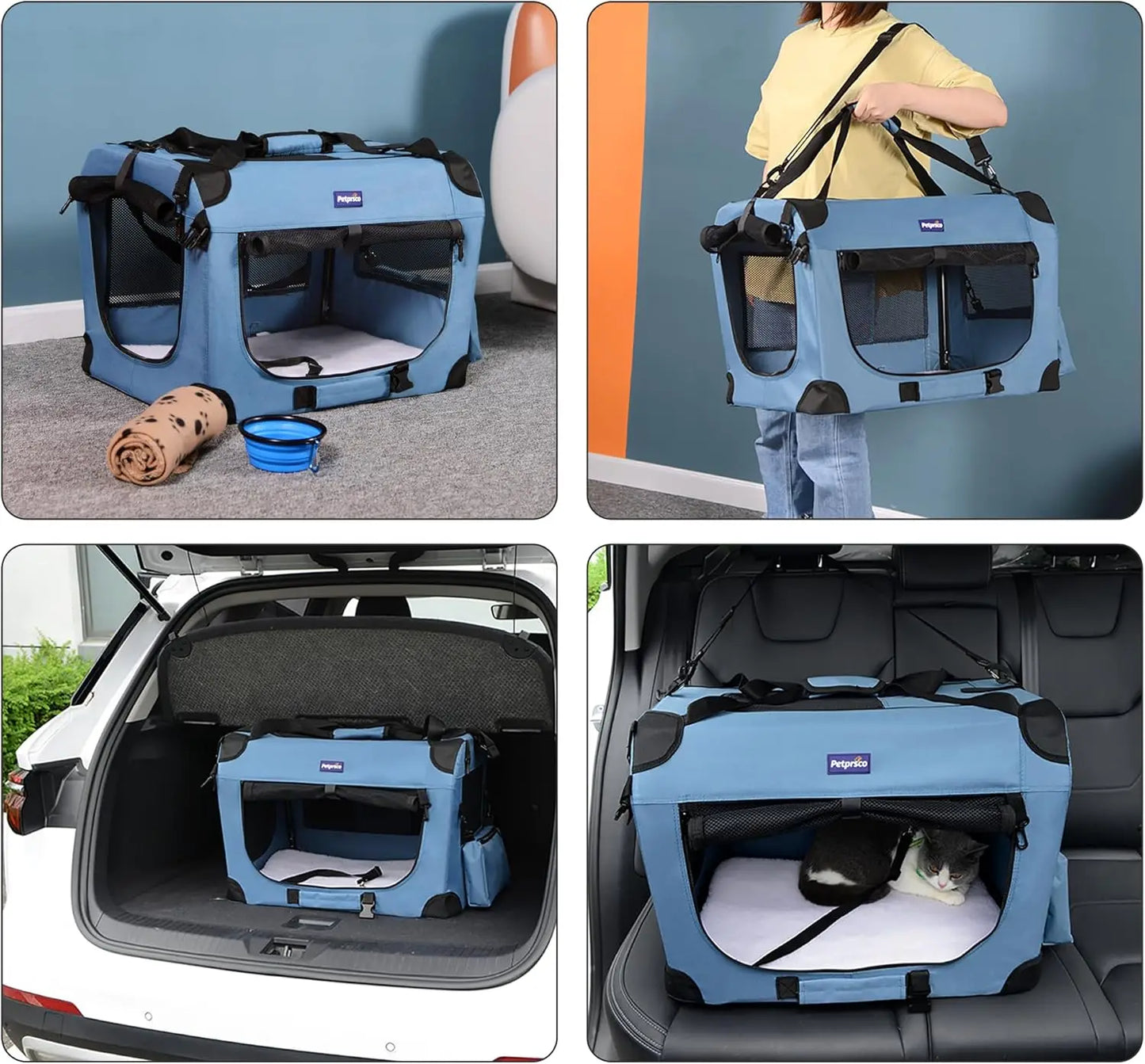 Ufsagcg Collapsible Pet Crate With Blanket And Bowl