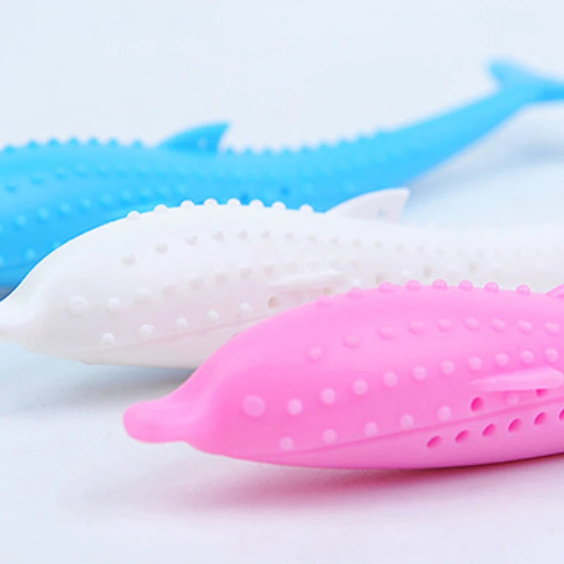 Cat Teeth Brushing Toy Silicone Fish Shaped Chew Toy Interactive