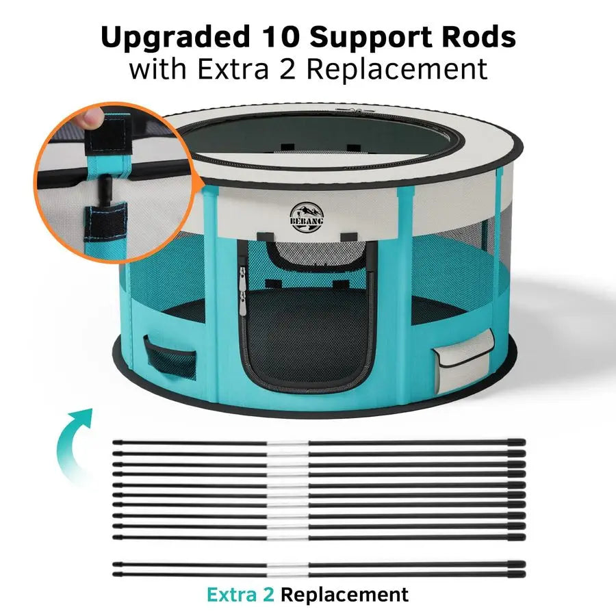 Foldable Pet Playpen For Dogs Indoor Outdoor Exercise Pen With Carrying Case