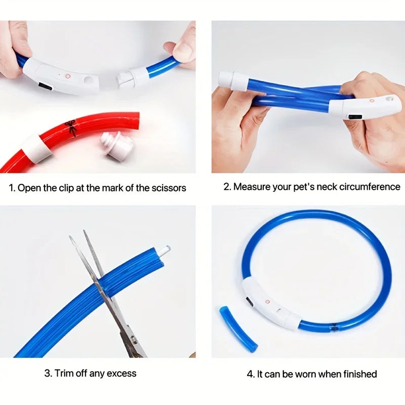 NONECN Pet Dog LED Light Collar USB Rechargeable Anti Lost