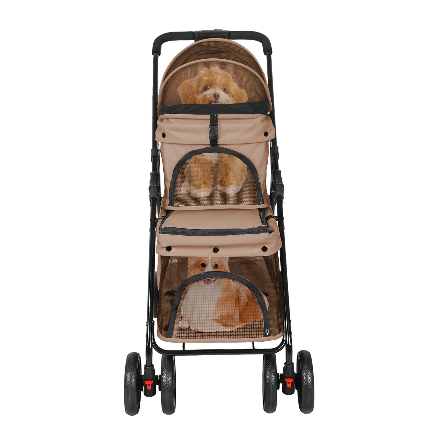 CHIHUAHU Foldable Double Pet Stroller With Detachable Carriers