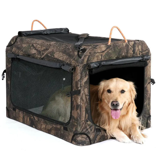 Collapsible Soft Sided Travel Dog Crate With Mesh Windows