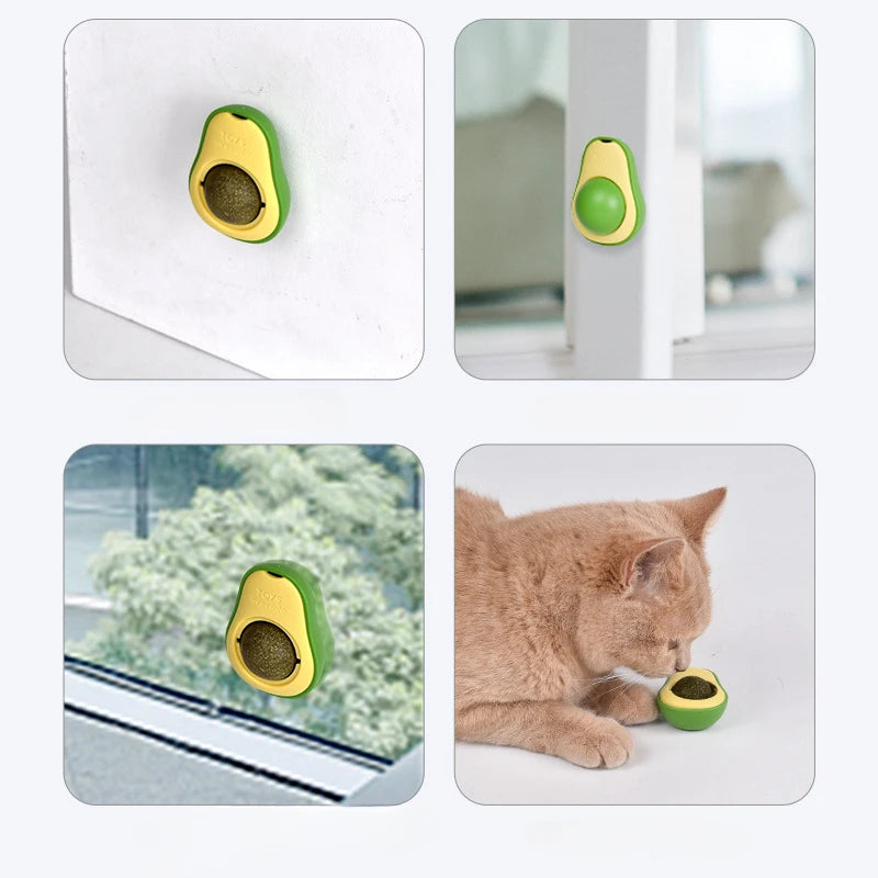 Rotating Wall Mount Catnip Ball Toy For Cats Teeth Cleaning