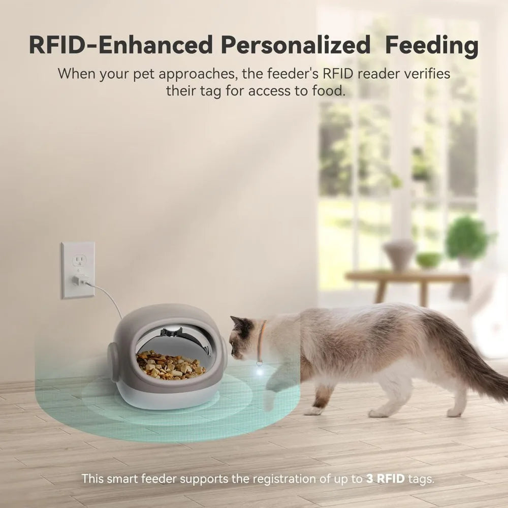RFID Cat Feeder With Collar Sensor Anti-Theft Timed Feeding For Cats