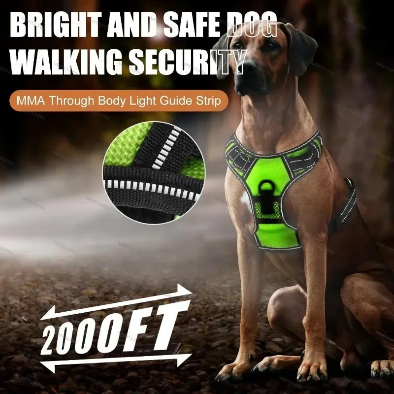 LED Luminous Dog Harness No Pull Adjustable Vest Harness Rechargeable