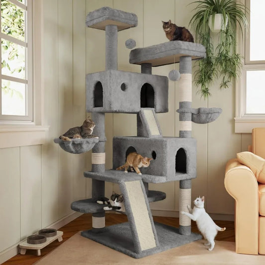 XMSJCN Cat Tree Tower Plush Perches And Sisal Scratching Posts