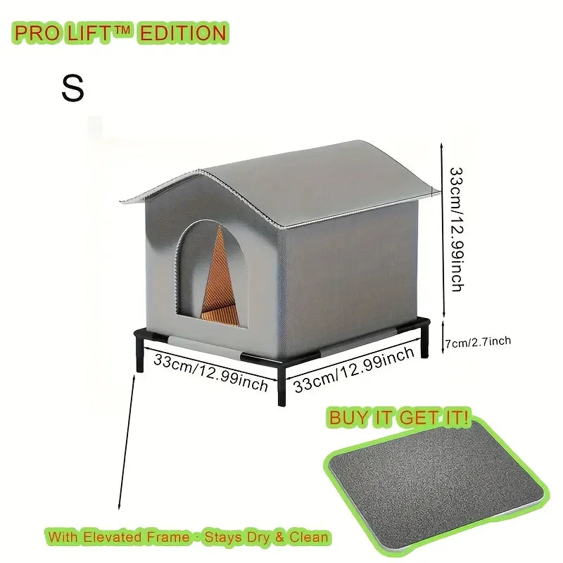 Outdoor Cat House With Stand Insulated Shelter And Blankets