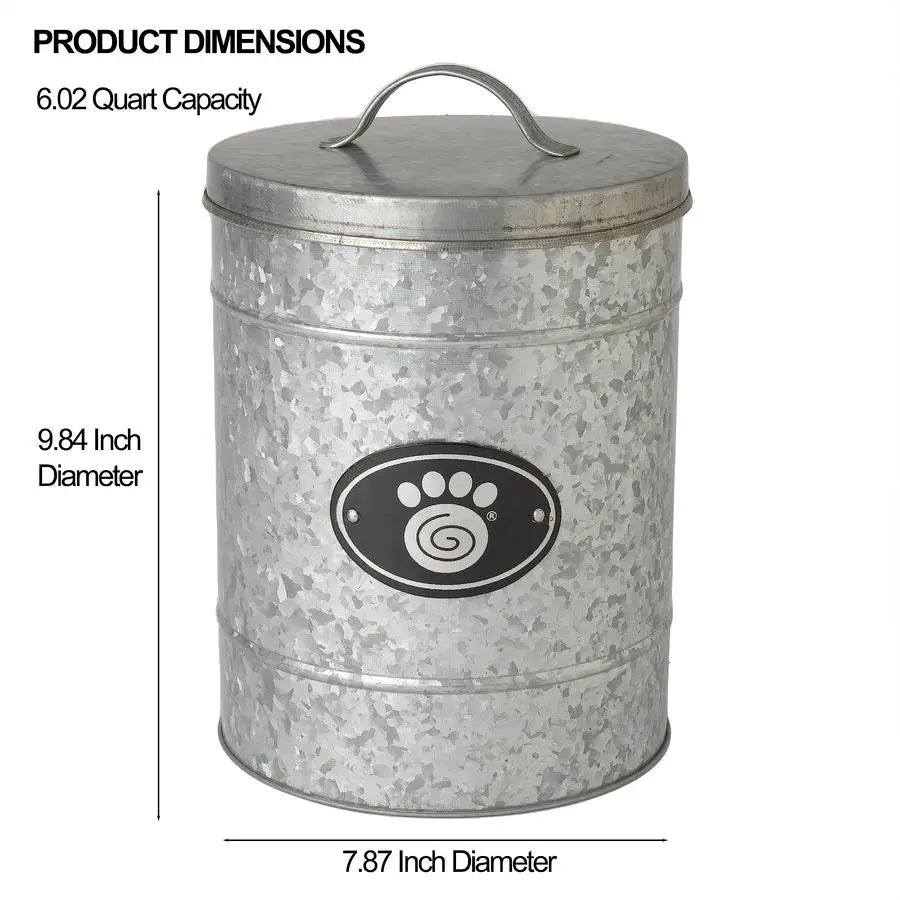 Galvanized Stainless Steel Dog Treats Storage Container