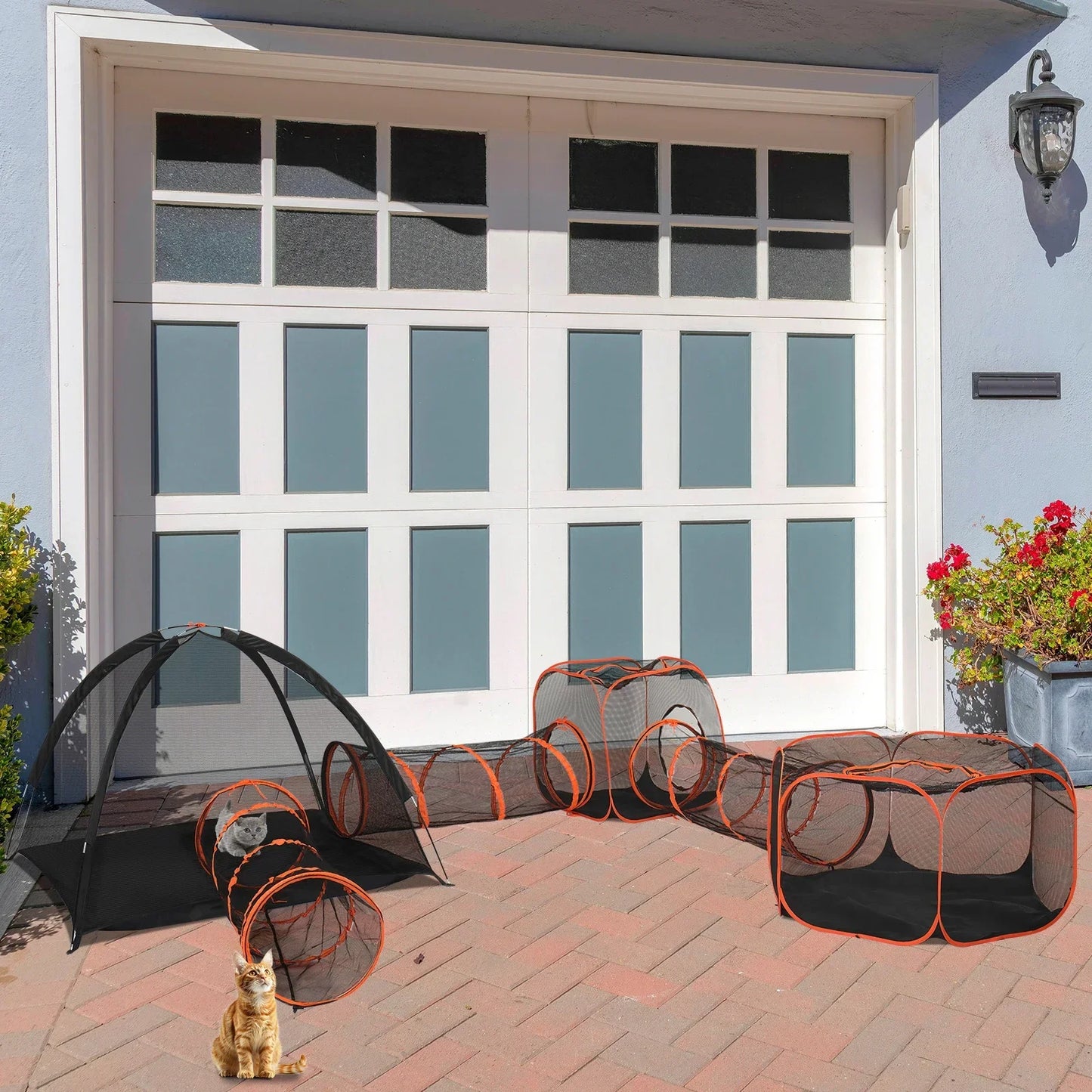 Outdoor Cat Enclosures for Indoor Cats, 6 in 1 Portable Cat Play Tent with Tunnels and Cat Houses for Indoor Outdoor, Cat Plaype