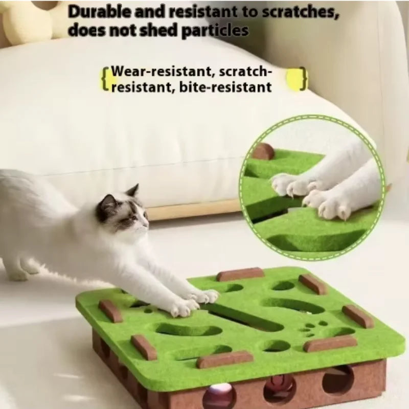 Interactive Cat Toy Maze Puzzle for Kitten with Bell Balls