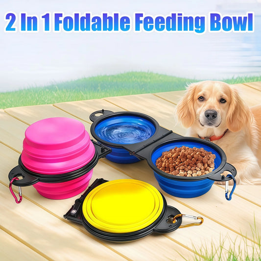 2-In-1 Collapsible Dog Travel Bowl And Feeder For Outdoor Use