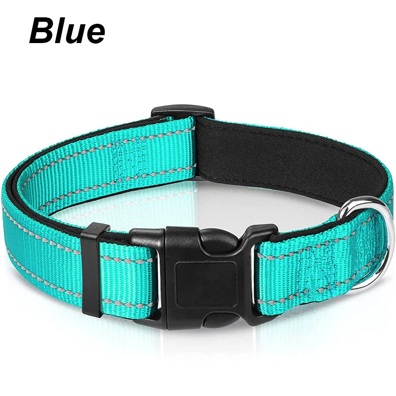 NONECN Reflective Neoprene Padded Dog Collar Adjustable Nylon
