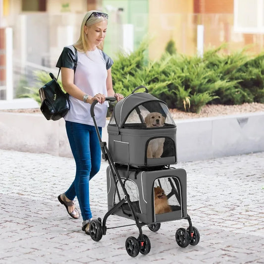 Cat Stroller With Removable Carrycot And Safety Belt