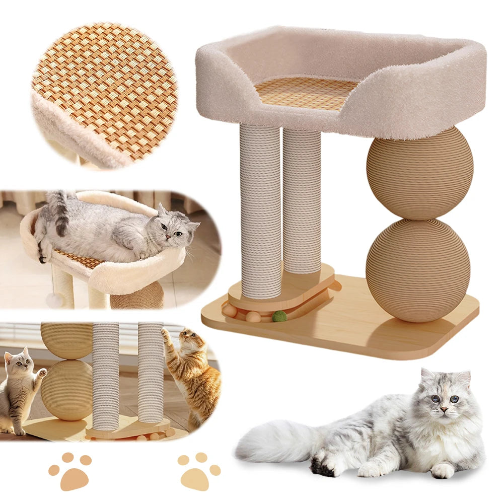 Cat Climbing Frame With Integrated Sisal Bed And Platform