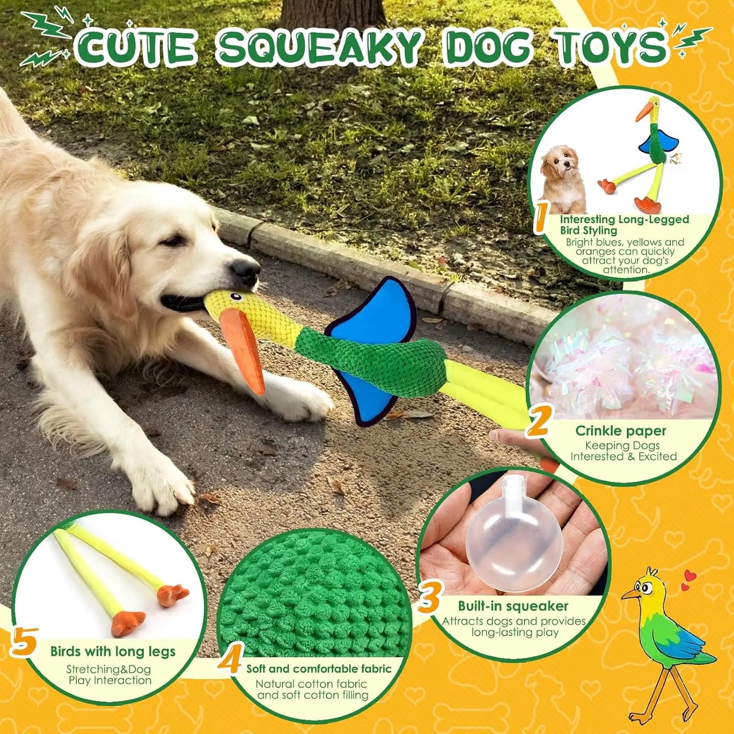 Plush Squeaky Dog Toy With Crinkle Sound For All Breeds