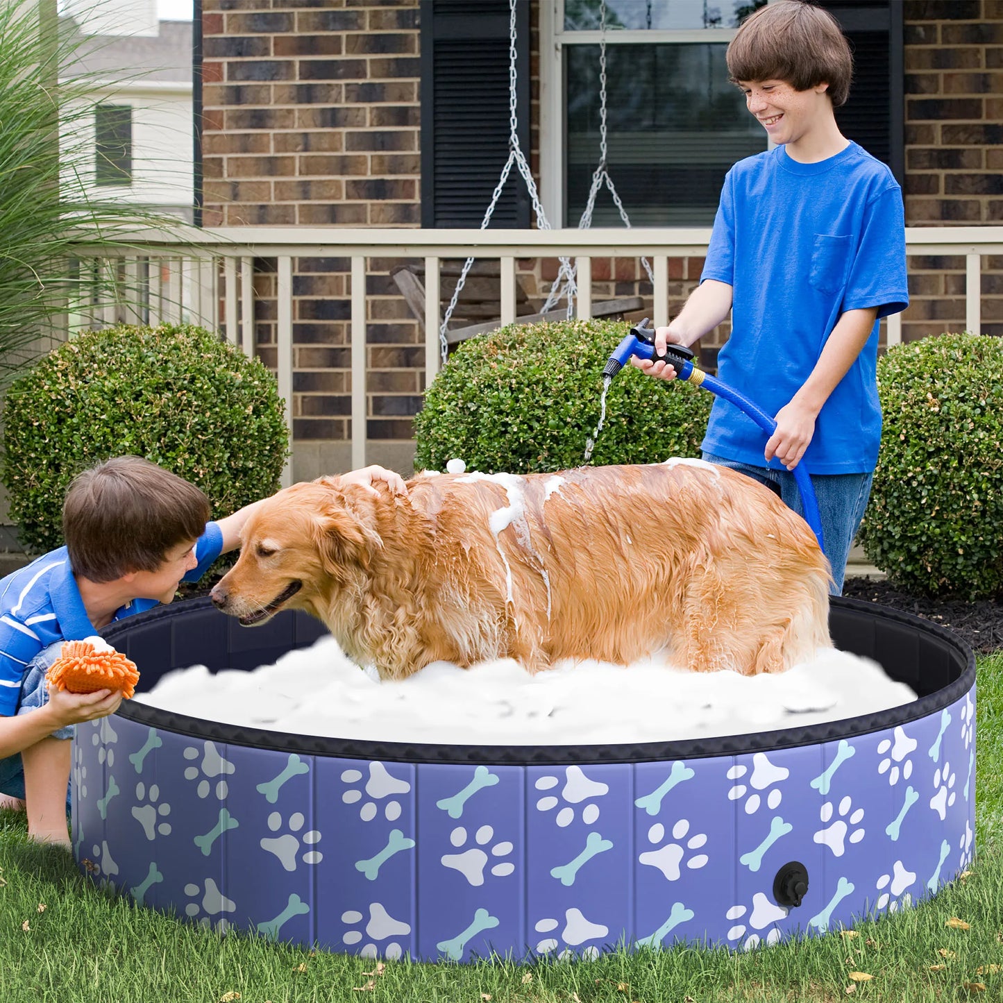 Foldable Pet Swimming Pool Portable Bathing Tub Plastic Durable