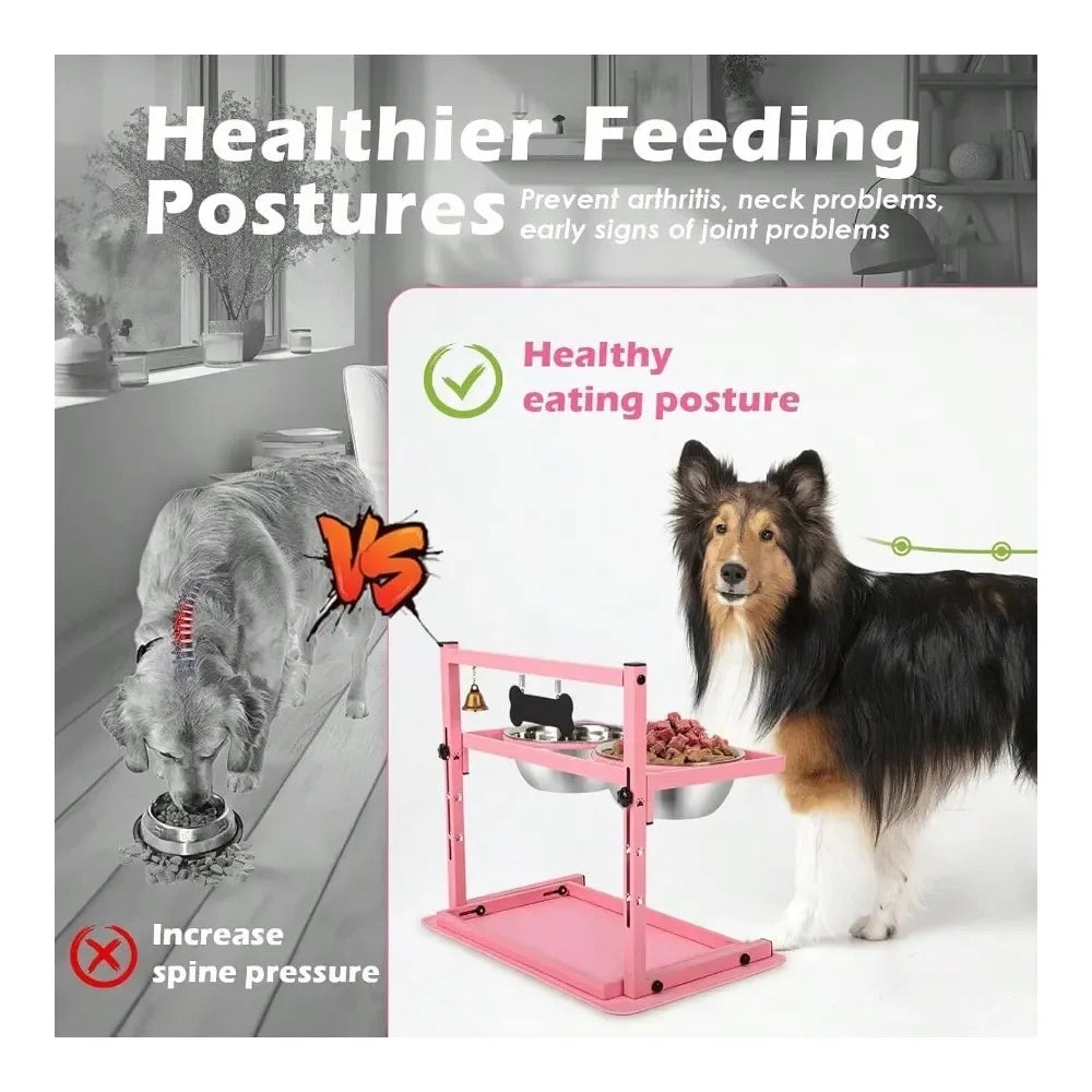 Elevated Dog Bowl Stand With Two Slow Feeder Bowls