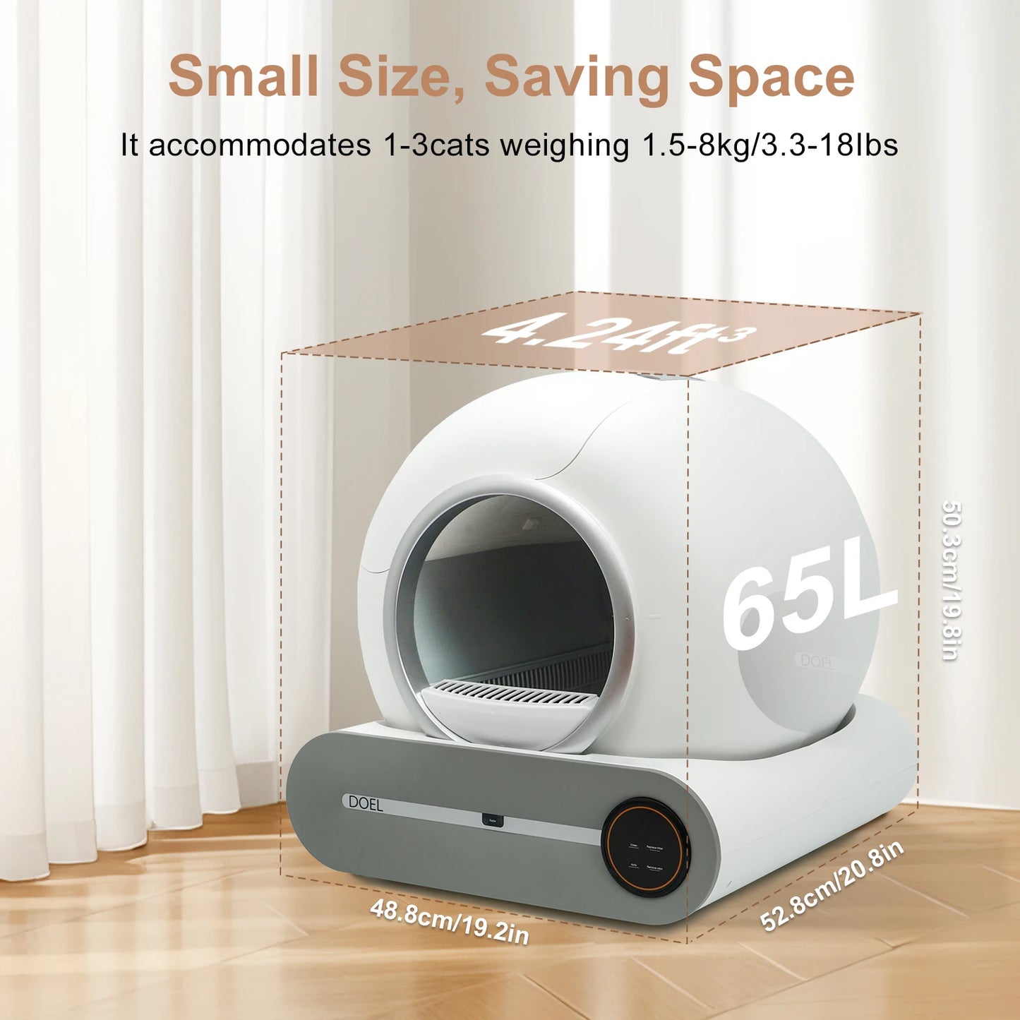 DOEL Self Cleaning Cat Litter Box Smart WiFi App Control