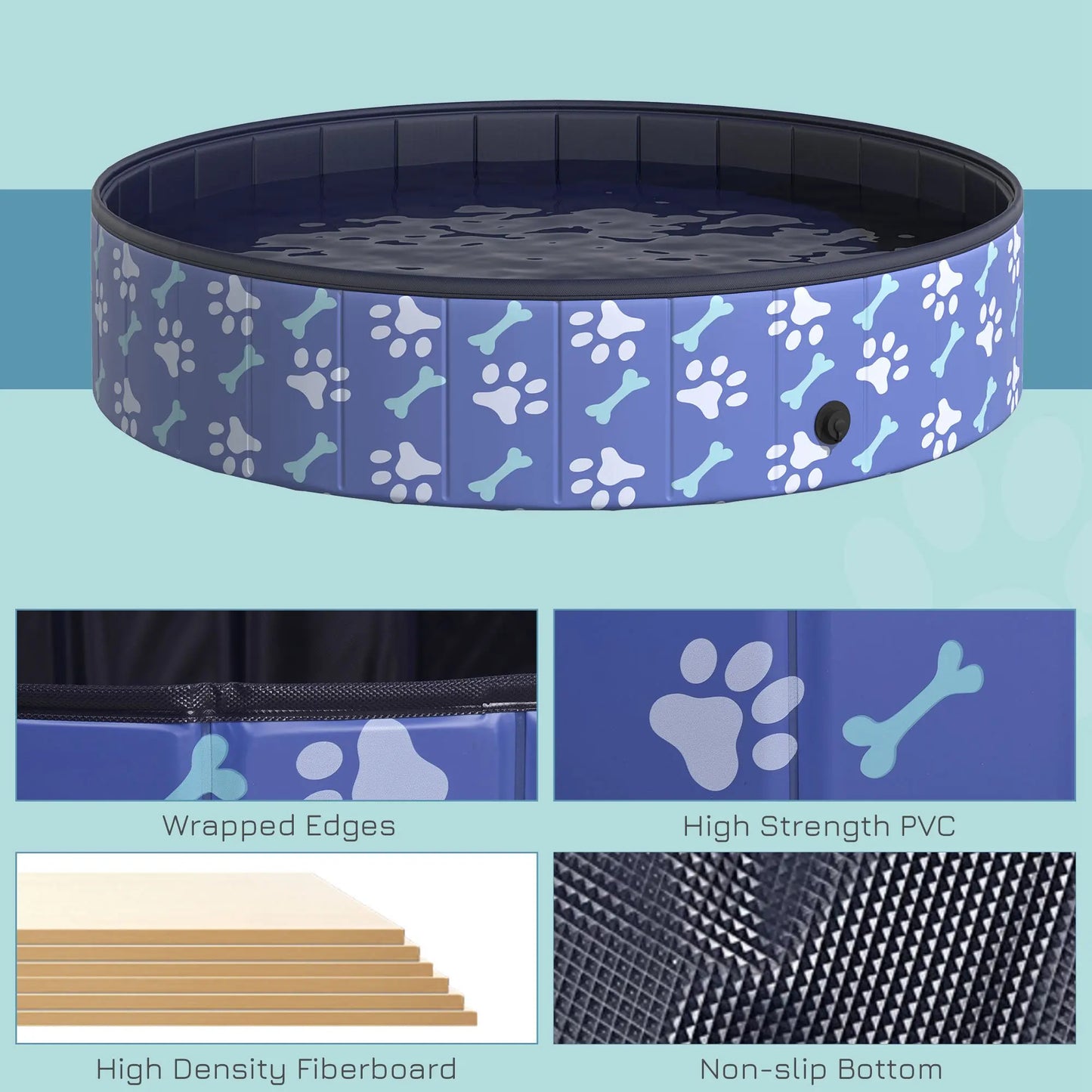 Foldable Pet Swimming Pool Portable Bathing Tub Plastic Durable
